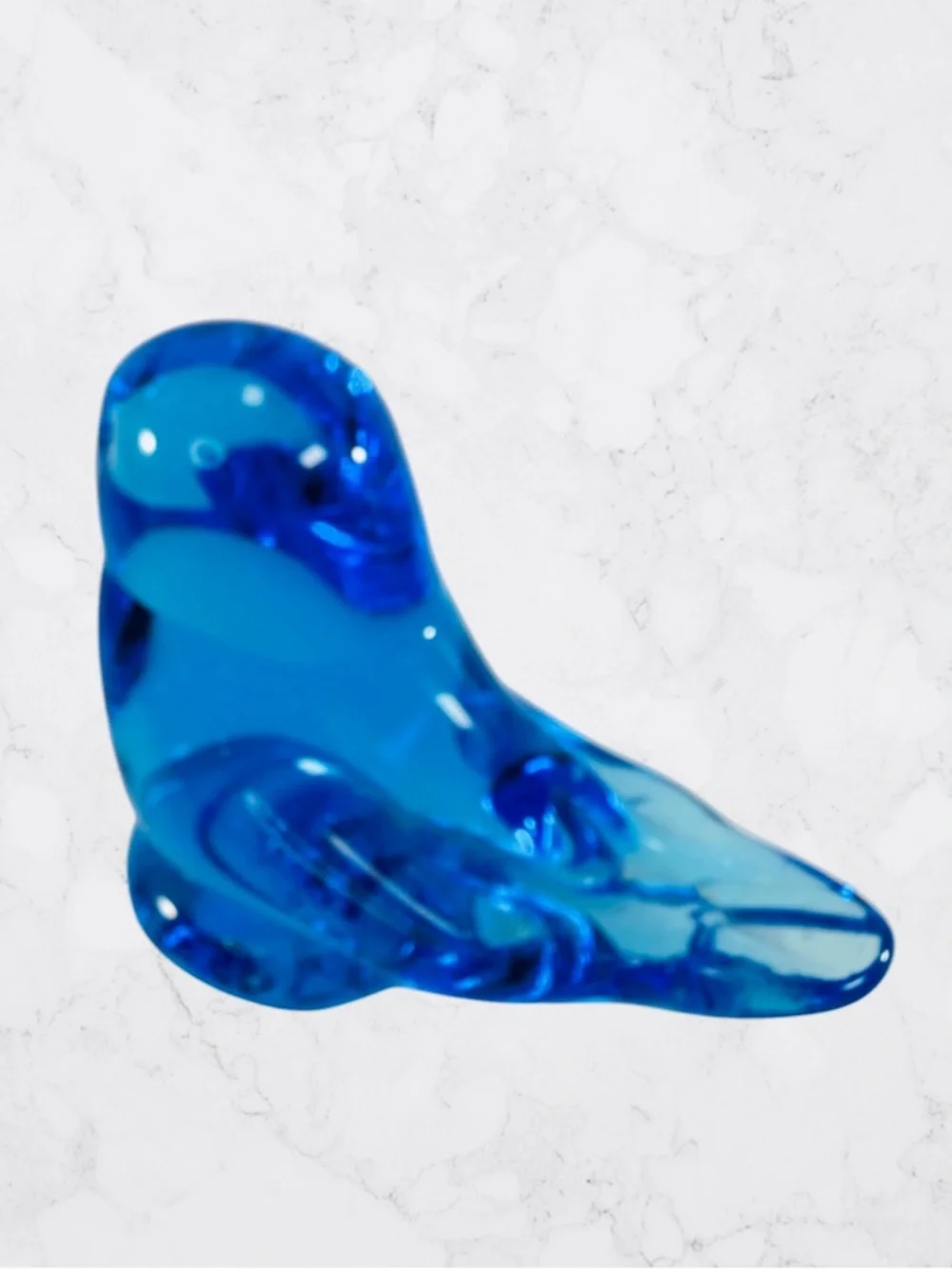 Vintage 1991 Leo Ward Blue Bird of Happiness Art Glass Figure Statue 2-1/2”